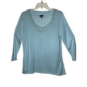 Talbots Woman Petites Large Lt Blue Scoop Neck 1/2 Sleeve Modal/Silk LW